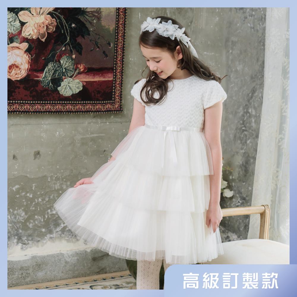 【高級訂製款】8號(120cm)_愛心蕾絲層次網紗拼接高級訂製款禮服*3206白色