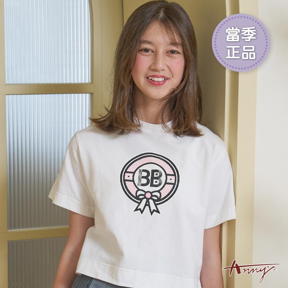 BONBON純棉舒適蝴蝶結LOGO設計春夏款短袖上衣*6714白色
