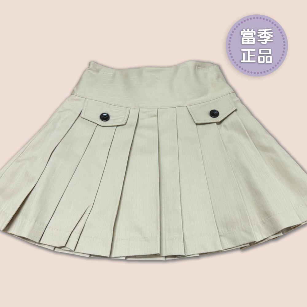 學院風經典雙假口袋造型秋冬款百褶裙*6410卡其